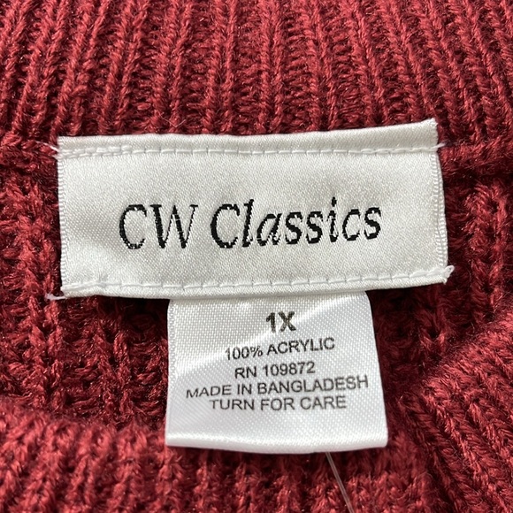 CW Classics red long sweater women’s size 1X - Picture 7 of 8